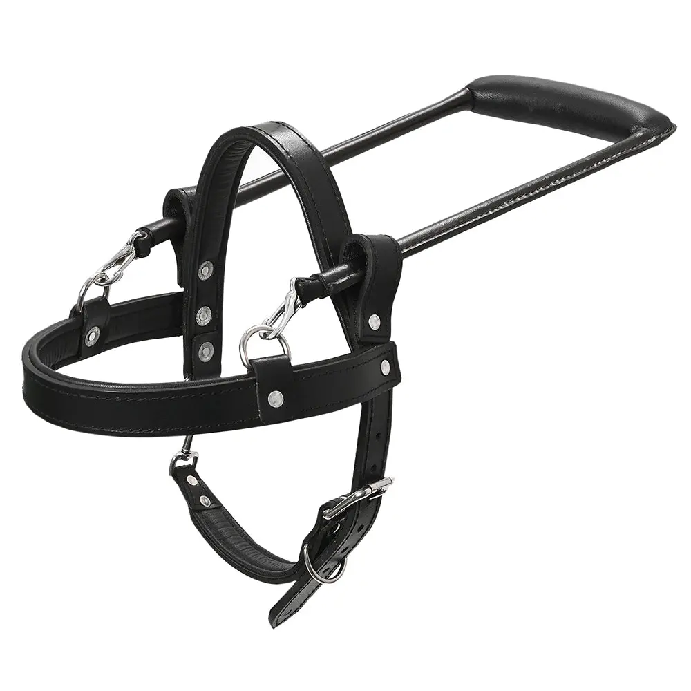 Guide Dog Harness Hilason Black Padded Genuine Leather 1