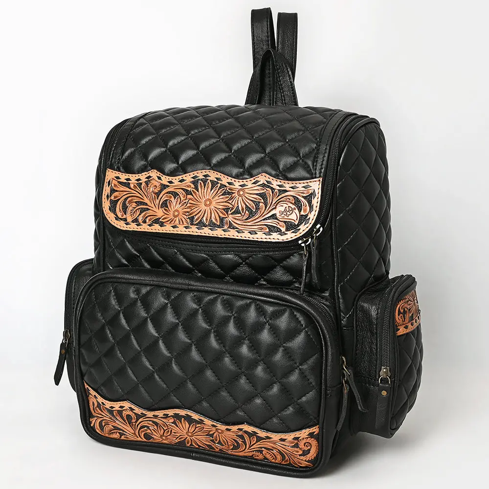 American Darling Genuine Leather Hand-Tooled Floral Quilted Backpack Bag Travel Purse With Ykk Zipper 1
