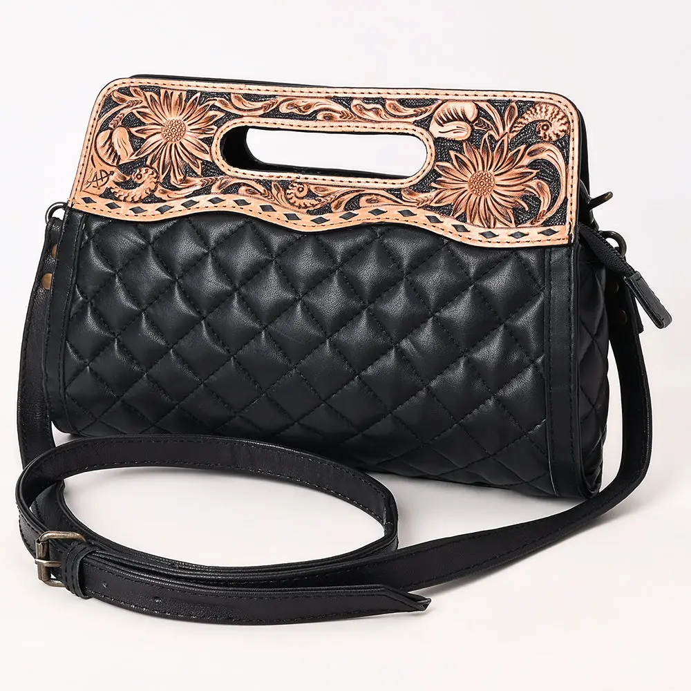 American Darling Hand-Tooled Floral Quilted Clutch Bag For Women - Vegetable-Tanned Genuine Leather Western Accessories 1