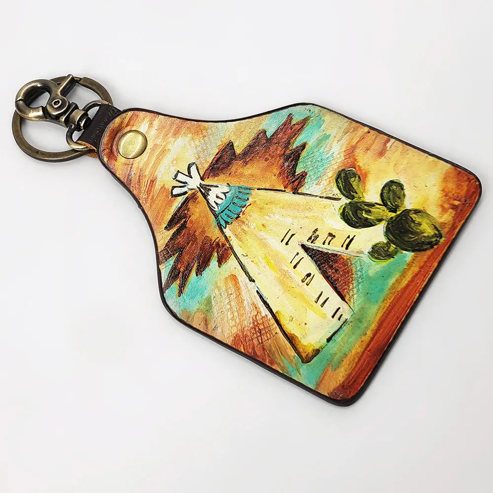 American Darling Adkrm138 Hand Painted Genuine Leather Keyring 2