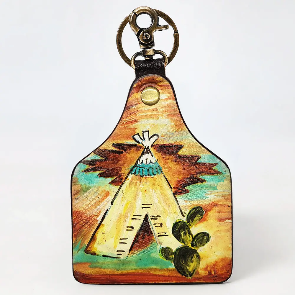American Darling Adkrm138 Hand Painted Genuine Leather Keyring 1