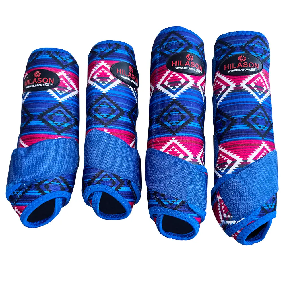 Hilason Horse Front Rear Hind Leg Sport Boots Set Of 4 Blue 7