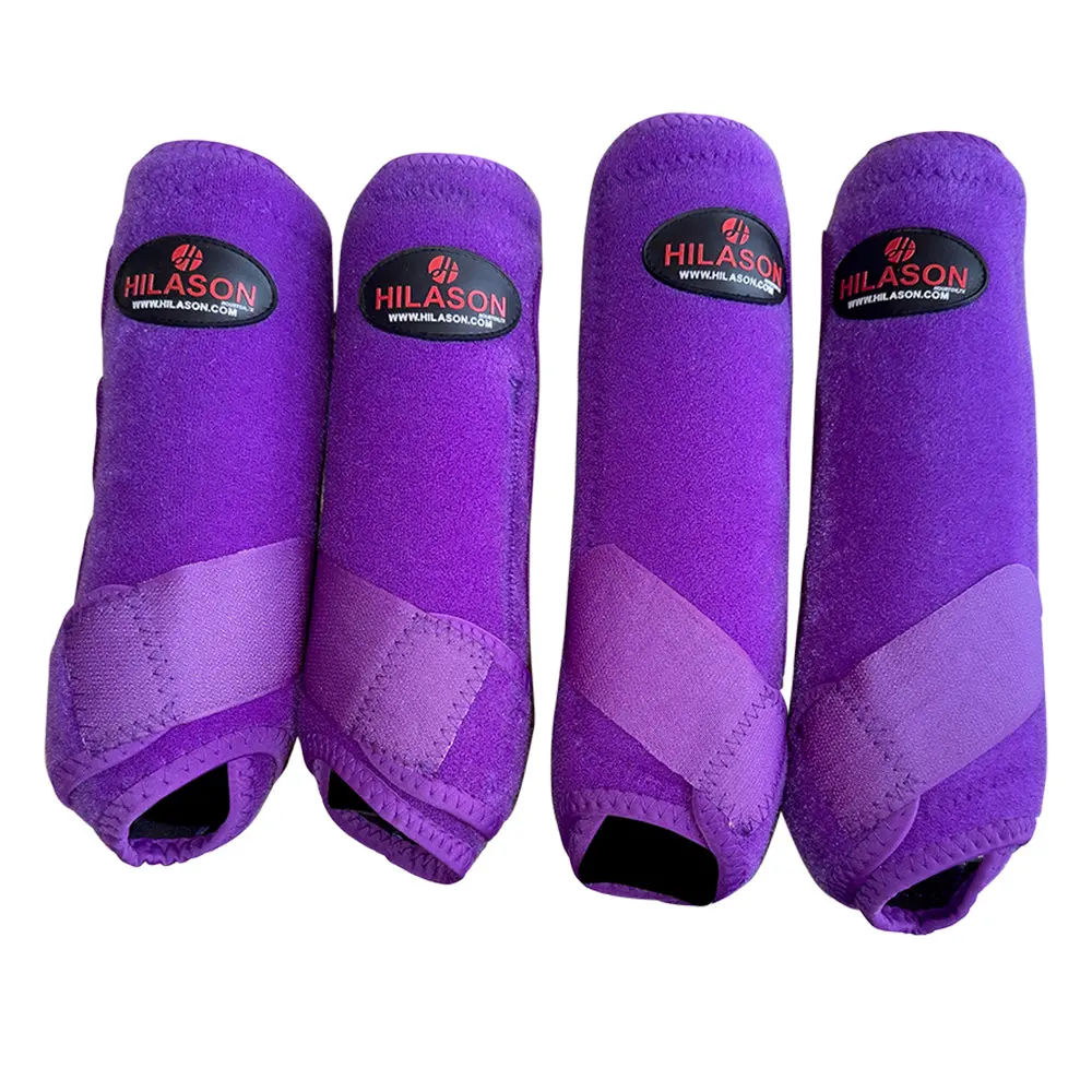 L M S Hilason Horse Front Rear Hind Leg Sport Boots Set Of 4 Purple 1