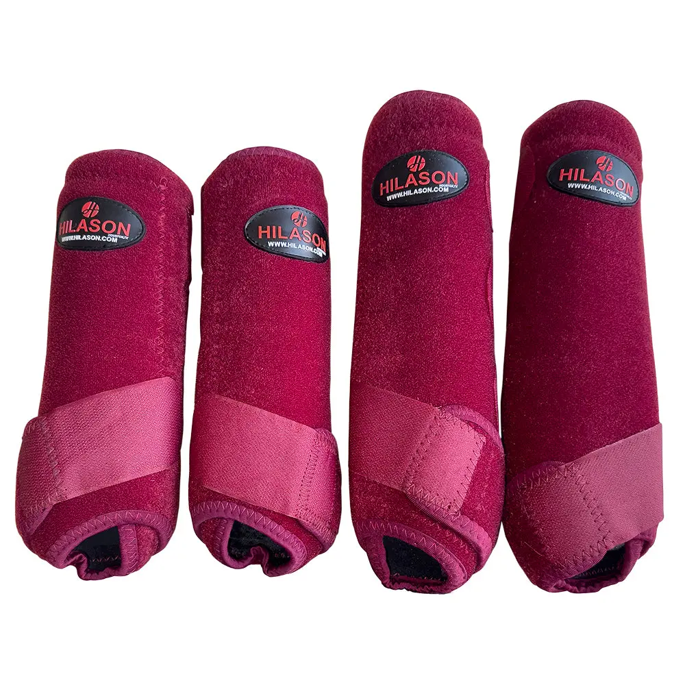 Hilason Wesern Horse Medicine Sports Boots Front Rear Hind Leg 4 Pack Wine 1