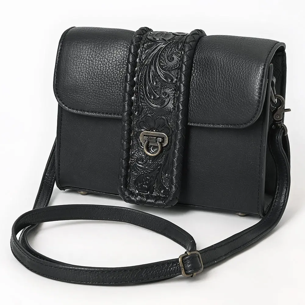 American Darling Western Cross Body Bag Handcrafted From Braided & Tooled Genuine Leather | Floral Carved Accent, Flap Closure & Ykk Zipper 1