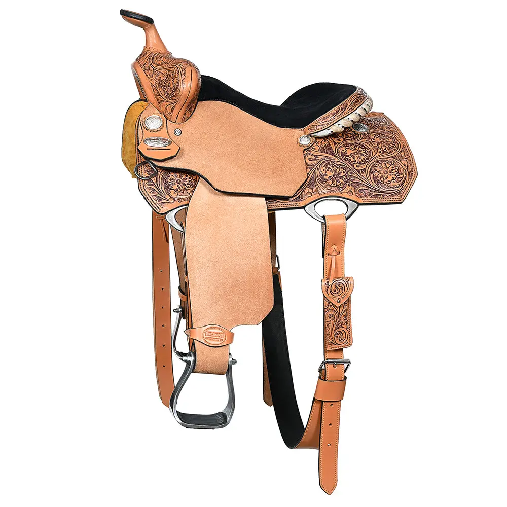 Hilason Western Horse Saddle Ranch Roping Roper American Leather Tan 1