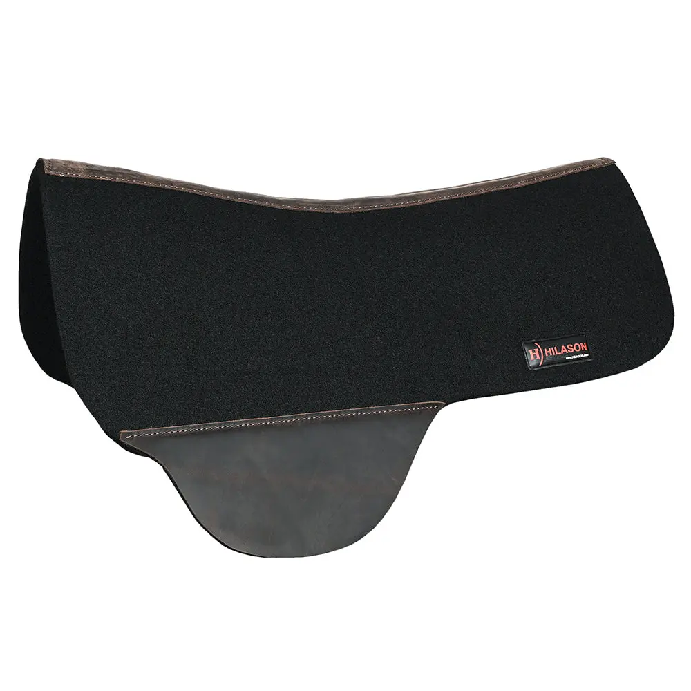 Hilason Western Wool Felt Round Contoured Horse Saddle Pad W/ Distressed Wear Leather | For Horses 1