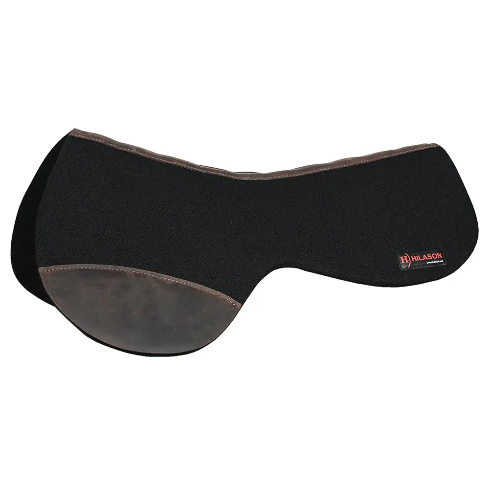 Hilason Western Wool Felt Round Contoured Horse Saddle Pad W/ Distressed Wear Leather | For Horses 1