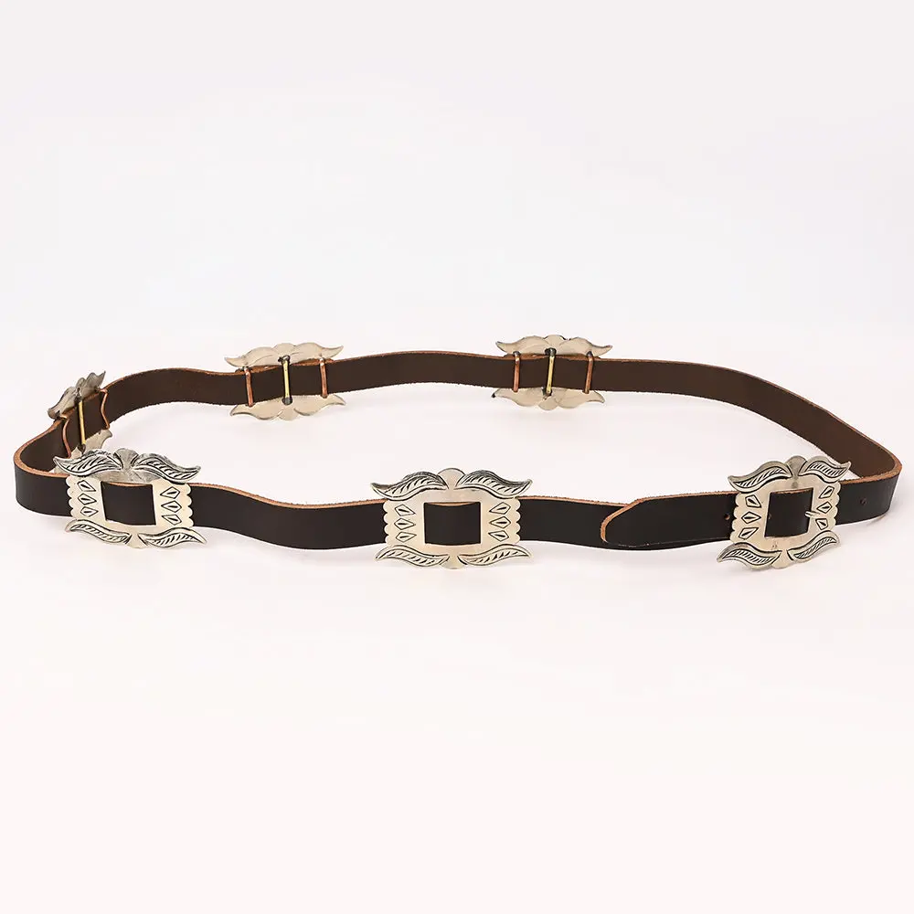 American Darling Wallet Hand Tooled Genuine Suede Leather Women Belt Dark Brown With Concho 51 Inches | Bag 1