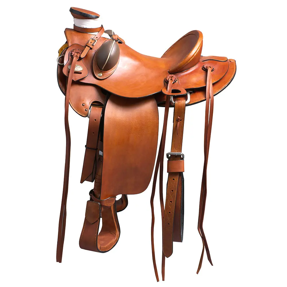 Brown 15 In Hilason Western Horse Wade Saddle Genuine Leather Ranch Roping | Hand Tooled 1
