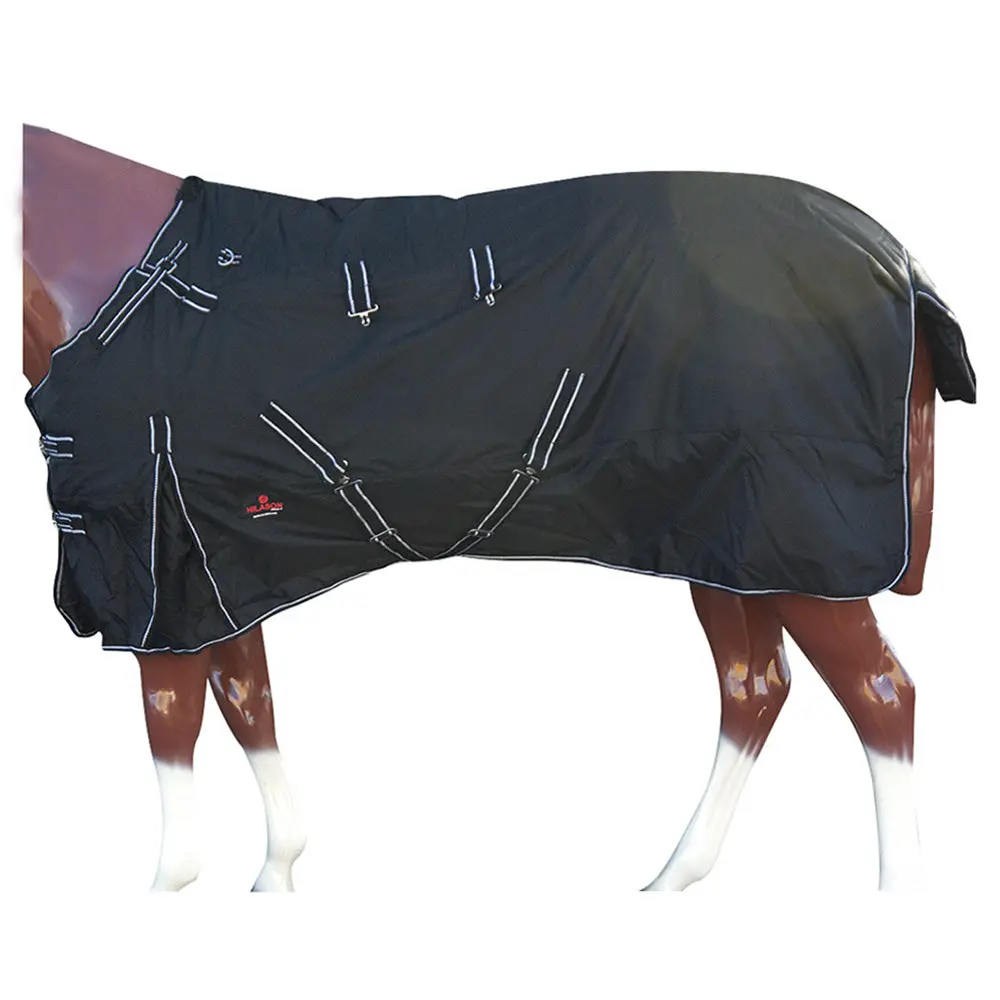 84 In Hilason 1200D Winter Waterproof Poly Horse Turnout Blanket Black 1