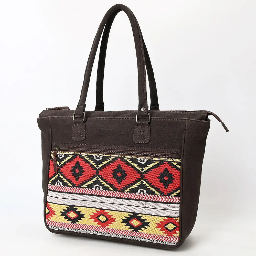 Ohlay Tote Upcycled Canvas Genuine Leather Women Bag Western Handbag Purse 1