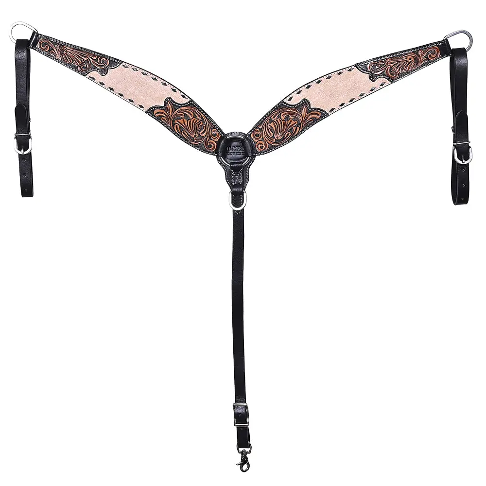 Hilason Western Horse Headstall Breast Collar Set American Leather Floral Carving | Tack For Horses 1