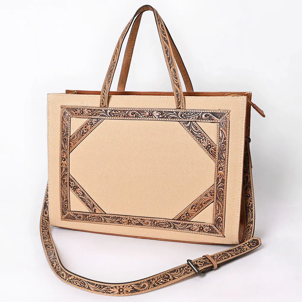 American Darling Tote Bag For Women, Hand Tooled Floral Carved Panels, Vegetable-Tanned Genuine Leather Western Purse 1