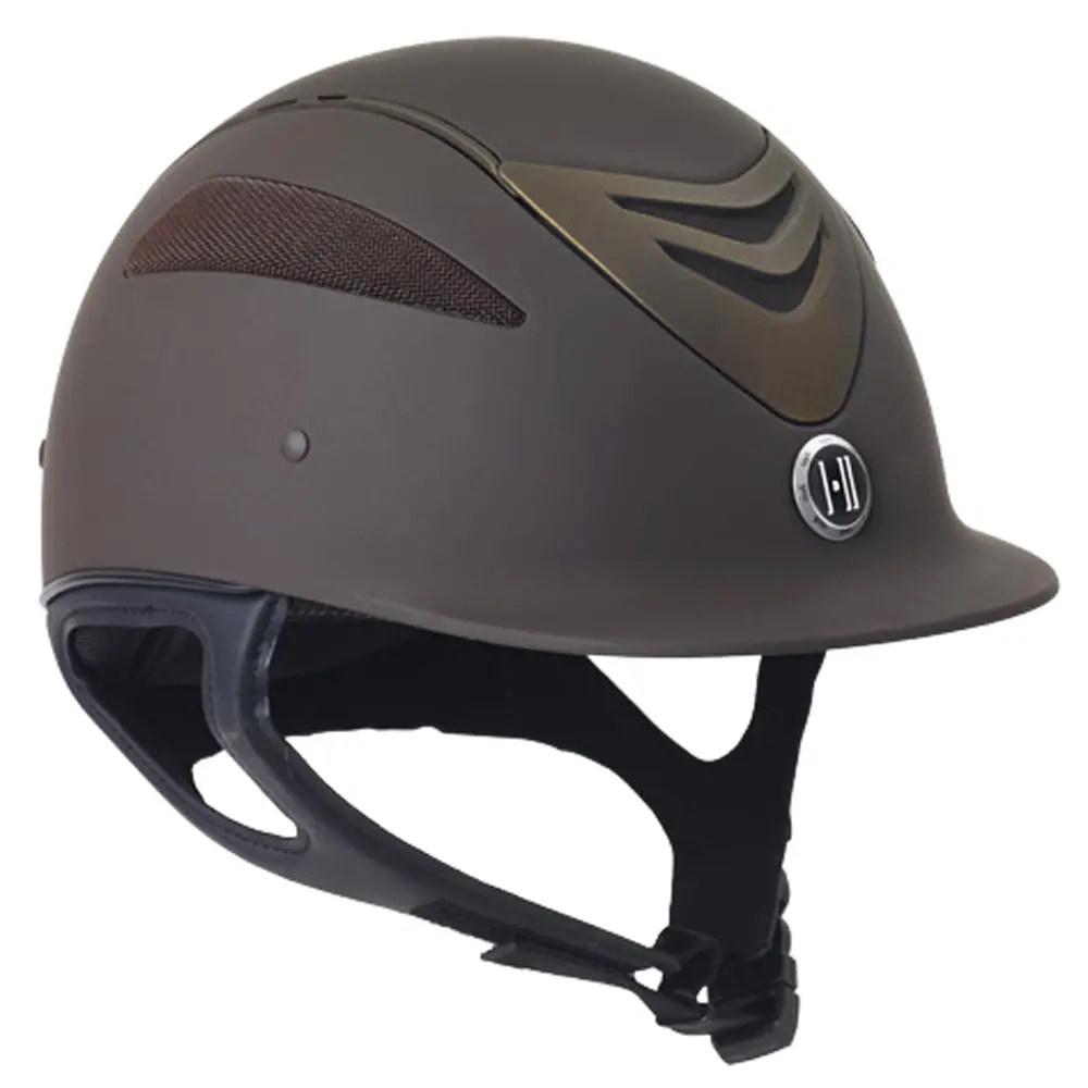 One K Horse Riding Defender Rose Gold Stripe Helmet Brown Matte 1