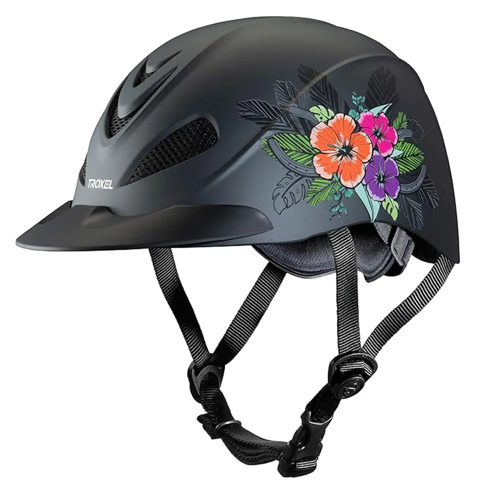 Troxel Incredible Comfort Spirit Horse Riding Lightweight Protective Helmet Black Matte Multicolor Flower 1