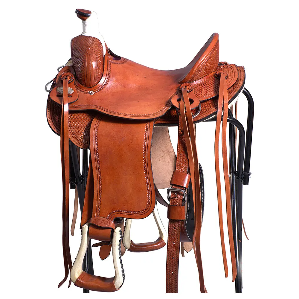 14 In Hilason Western Horse Ranch Roping Roper American Leather Saddle Oiled Tan 1