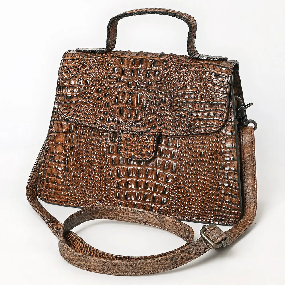 American Darling Western Cross Body Bag In Crocodile Embossed Full Grain Leather 1