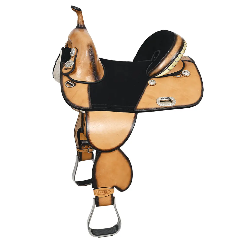 15 In Hilason Western Horse Treeless Trail Genuine American Leather Saddle Tan 1