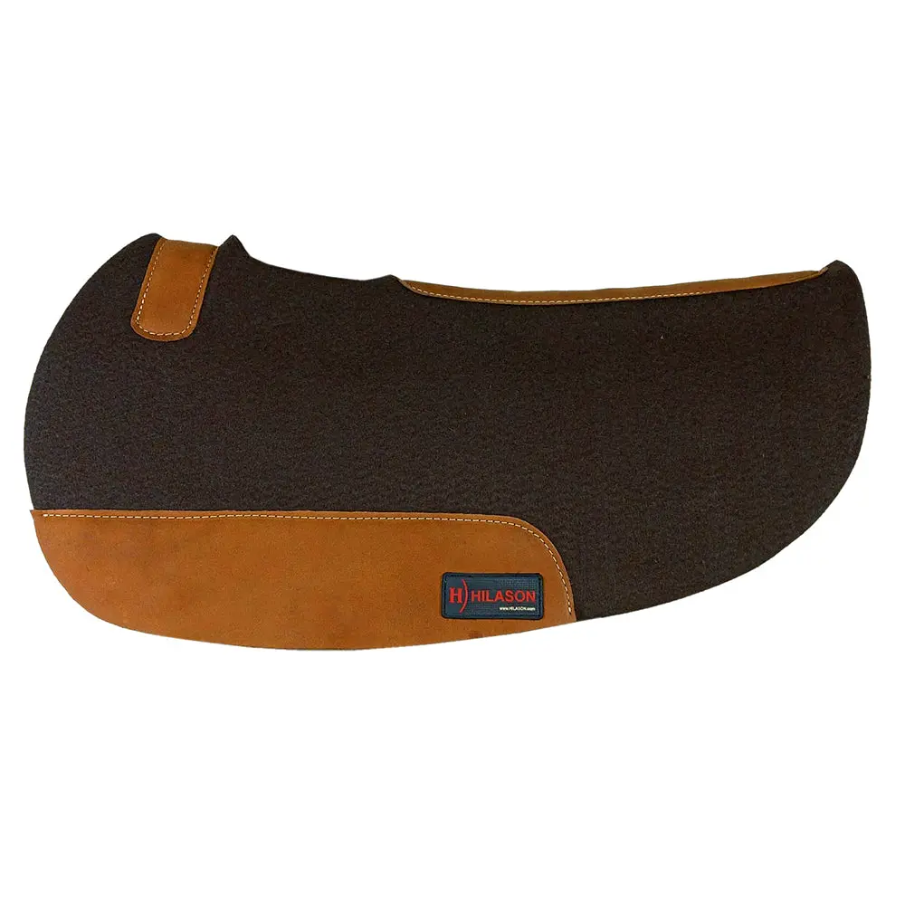 Hilason Western Wool Felt Contoured Horse Saddle Pad W/ Distressed Wear Leather | For Horses 1