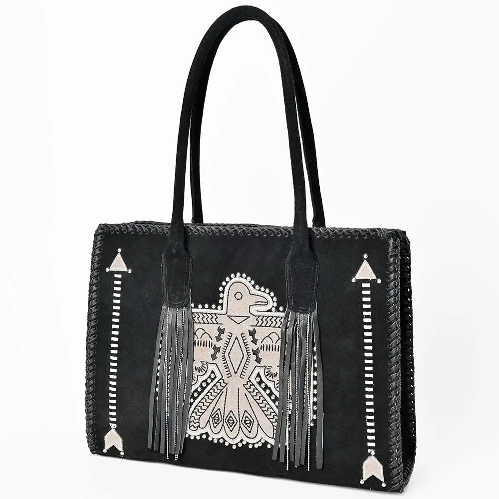 American Darling Tote Bag Western Genuine Leather Braided Handbag With Fringes And Ykk Zipper For Women 1