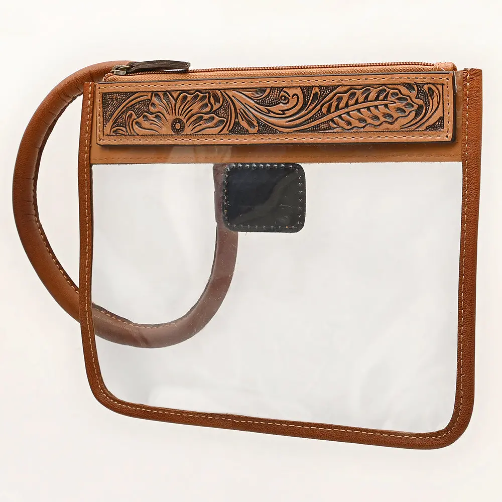 American Darling Wristlet Bag, Hand-Tooled Floral Genuine Leather Western Travel Clutch With Ykk Zipper And Wrist Strap 1