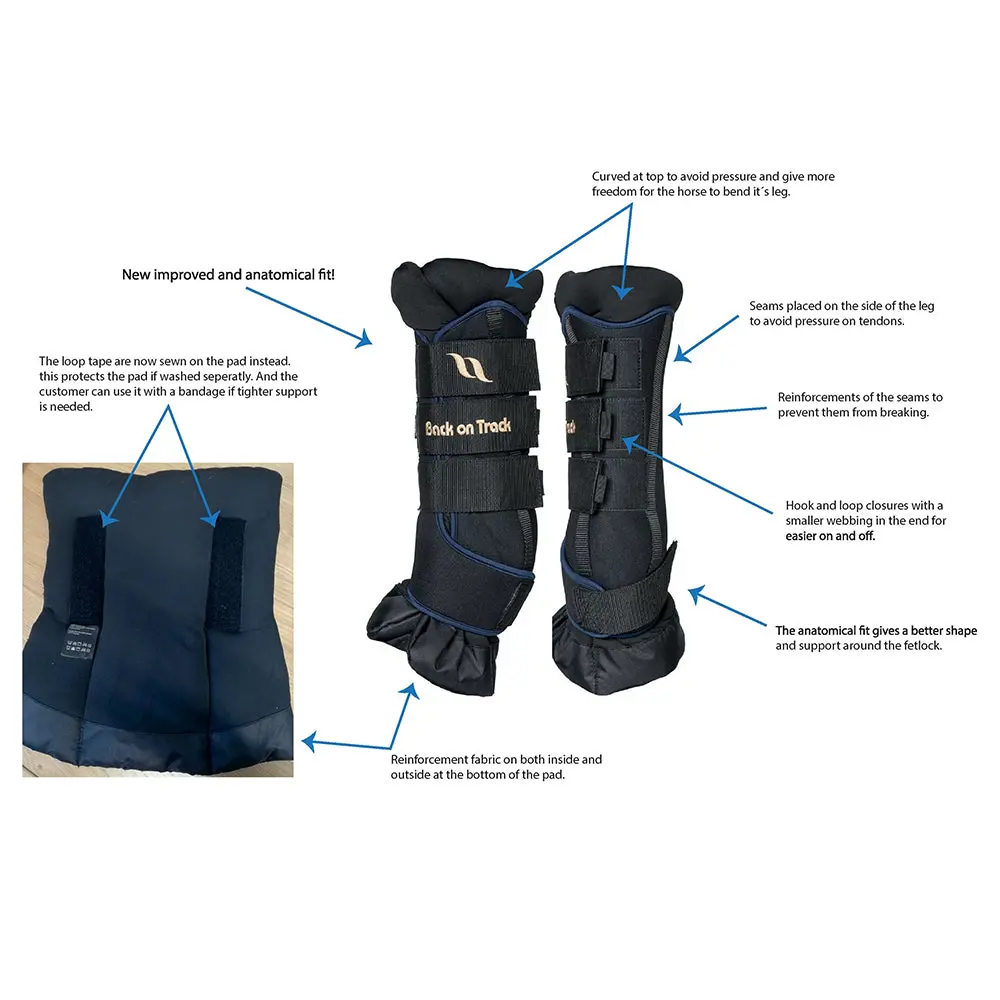 Back On Track Horse Leg Pair Royal Quick Wraps Deluxe Polyester Black Flexible Protective Boots 2