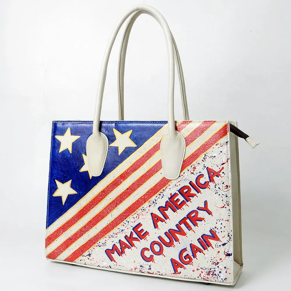 American Darling Tote Bag Beautifully Hand Painted Genuine Leather Women 1