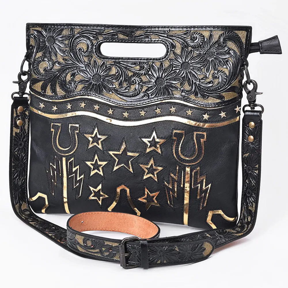 American Darling Clutch Bag, Hand-Tooled Floral Carved Western Genuine Leather Crossbody Purse With Ykk Zipper For Women 1