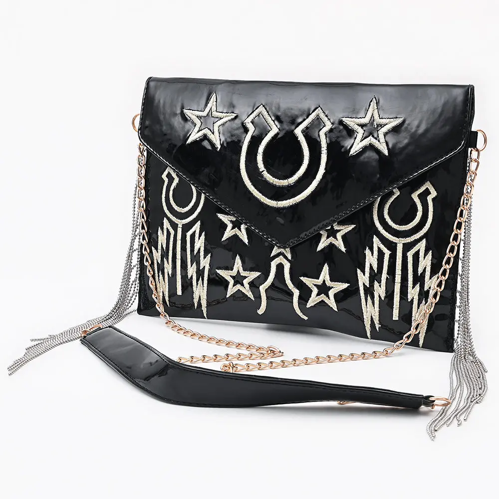 American Darling Envelope Bag Western Genuine Leather Embroidered Crossbody Purse With Chain Strap And Ykk Zipper 1