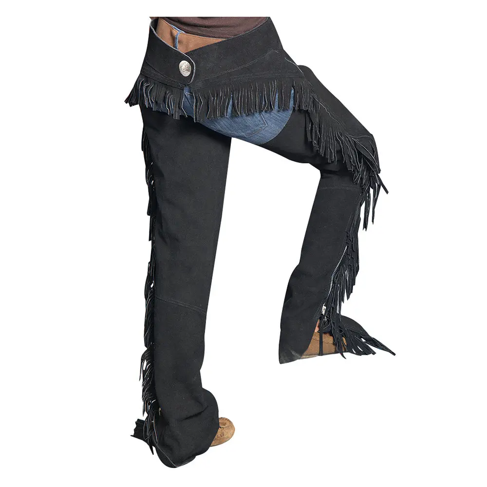 Black Hilason Suede Full Grain Leather Shotgun Work Chaps 1
