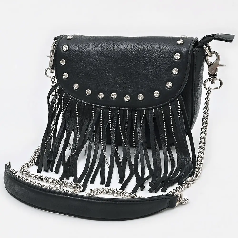 American Darling Small Cross Body Bag Western Genuine Leather Purse With Riveted Accents Fringes And Ykk Zipper For Women 1
