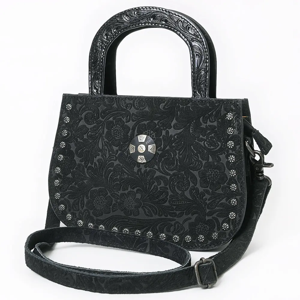 American Darling Tote Bag Hand Tooled Floral Carved Riveted Genuine Leather Western Crossbody For Women 1