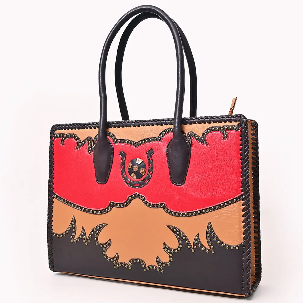 American Darling Tote Bag Western Genuine Leather Handbag With Rivetted Accents Braided Trim And Premium Ykk Zipper 1