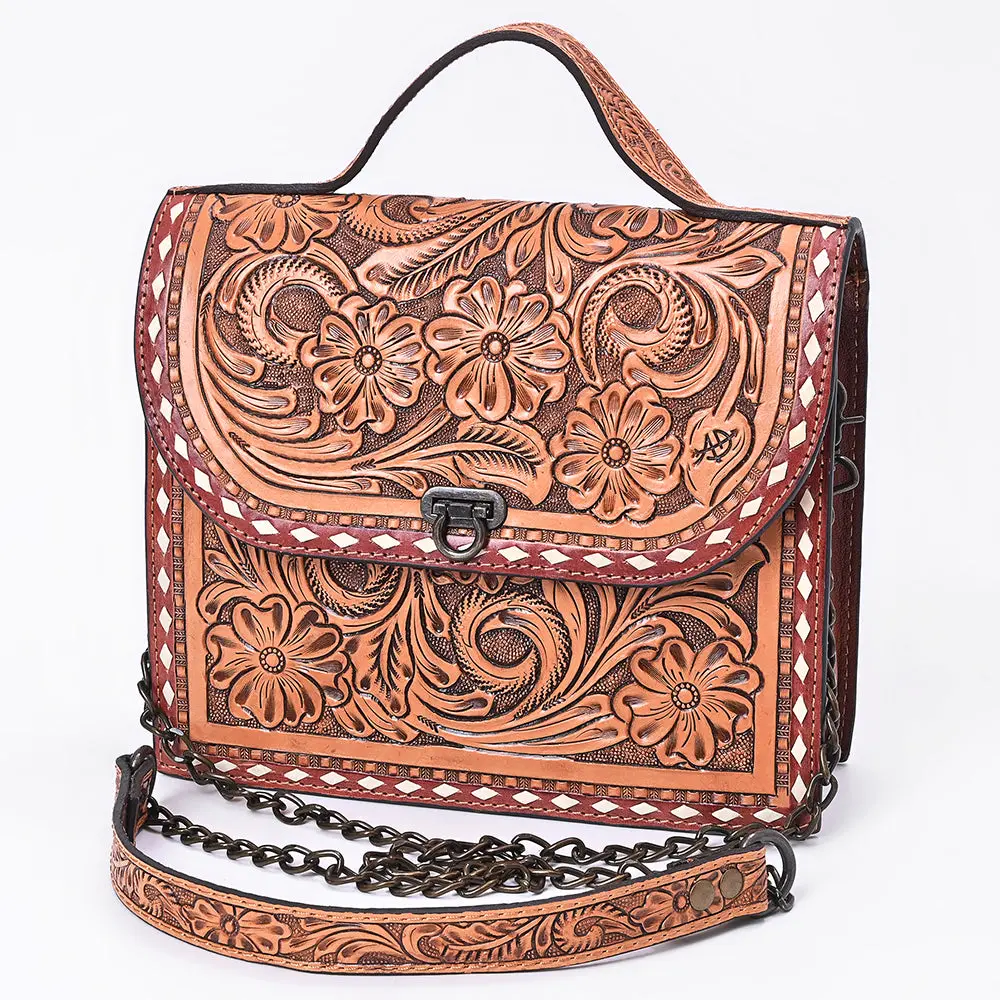 American Darling Cross Body Bag Hand Tooled Floral Carved Buck Stitched Genuine Leather Western Purse For Women 1