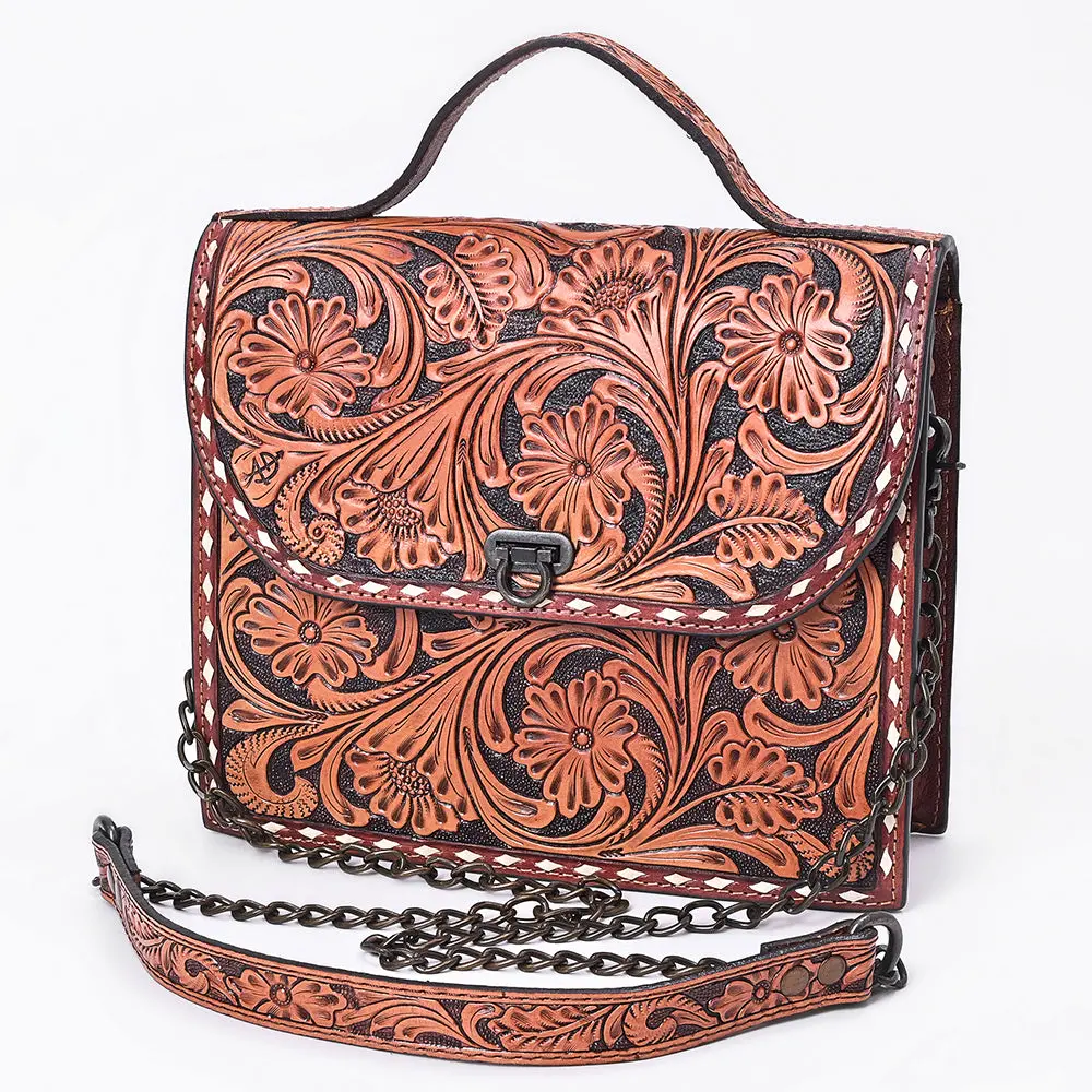 American Darling Cross Body Bag Hand Tooled Floral Carved Buck Stitched Genuine Leather Western Purse For Women 1
