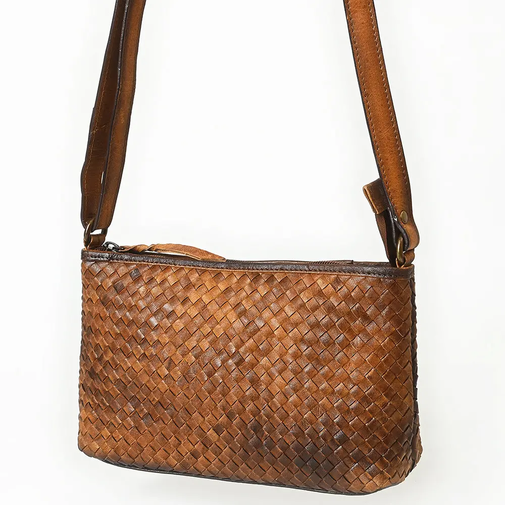 American Darling Crossbody Bag Beautifully Basketweave Tooled Genuine Leather Women 1