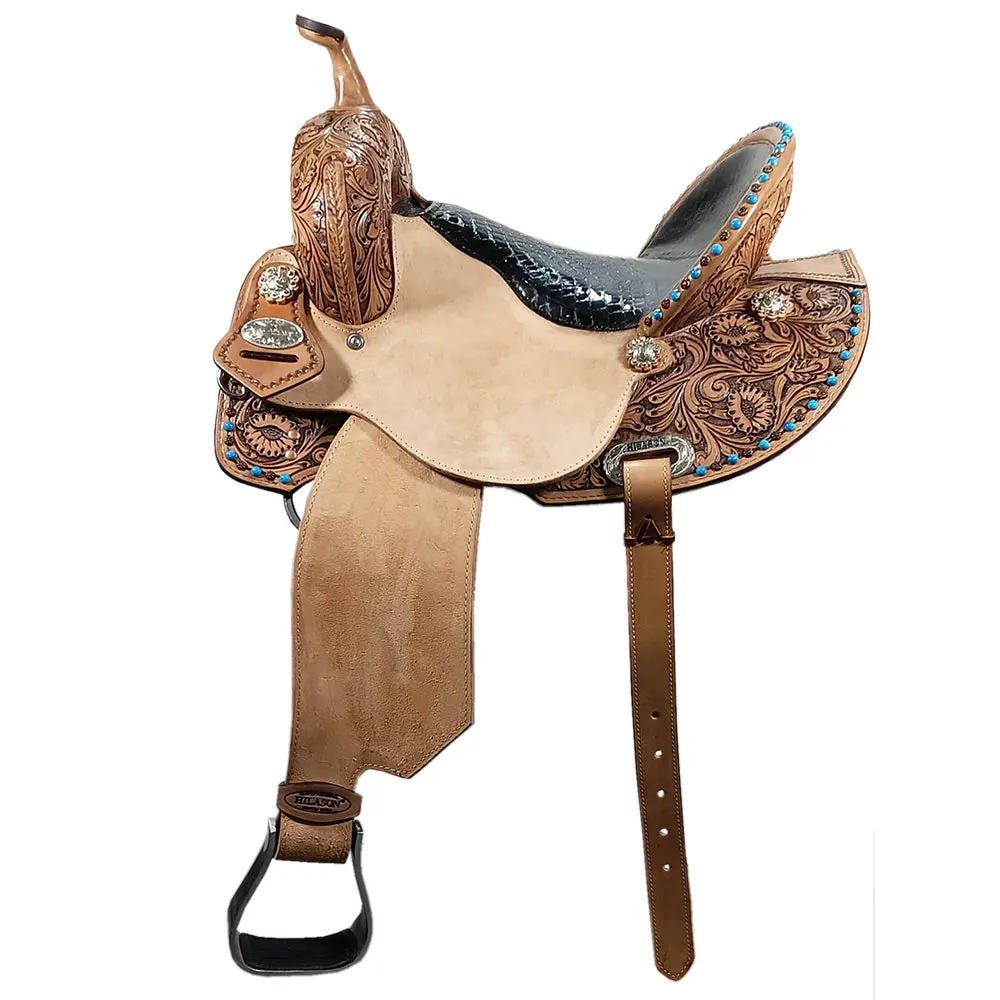 Hilason Western Horse Barrel Racing Wooden Tree American Leather Saddle 1