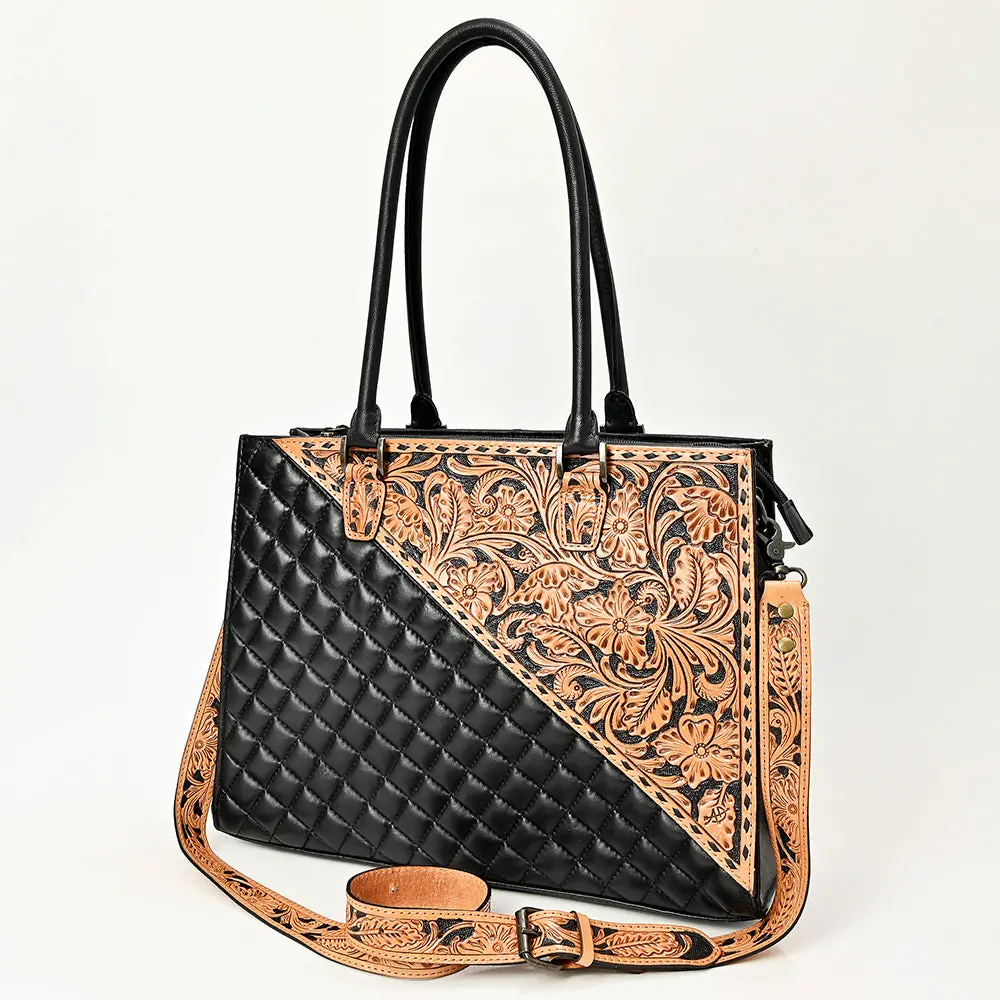American Darling Tote Bag Hand Tooled Floral Carved Quilted Genuine Leather Western Purse For Women 1