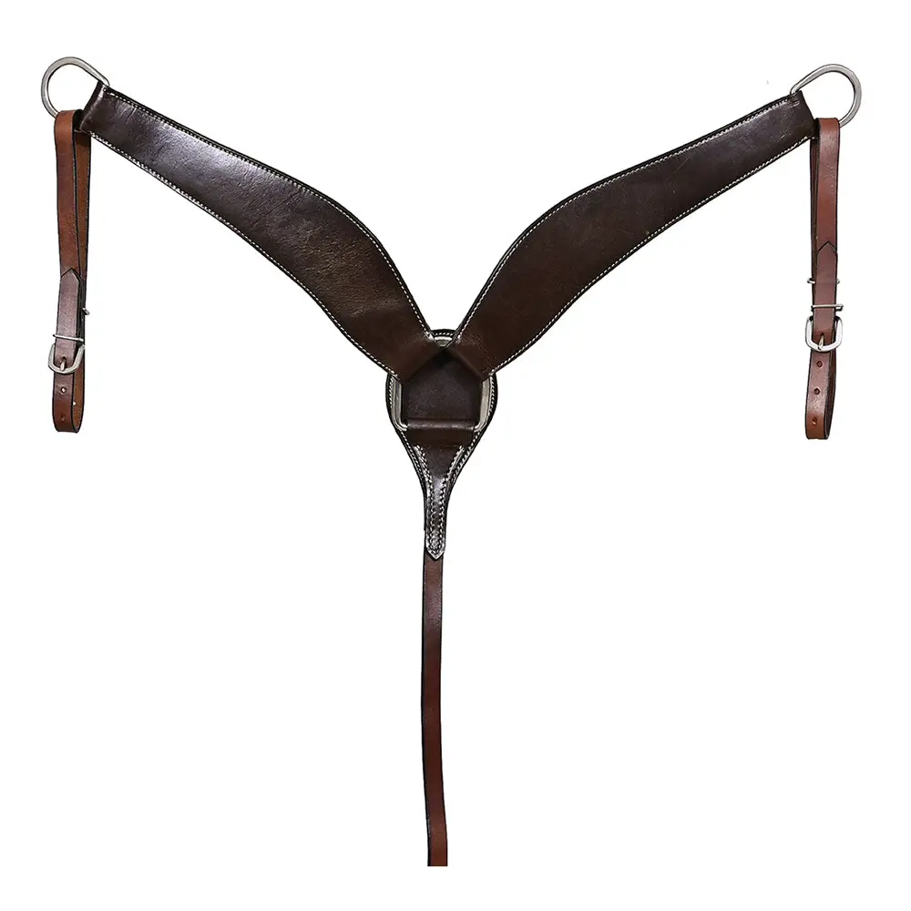 Hilason Western Horse Genuine Leather Breast Collar Tack Plain Dark Brown 1