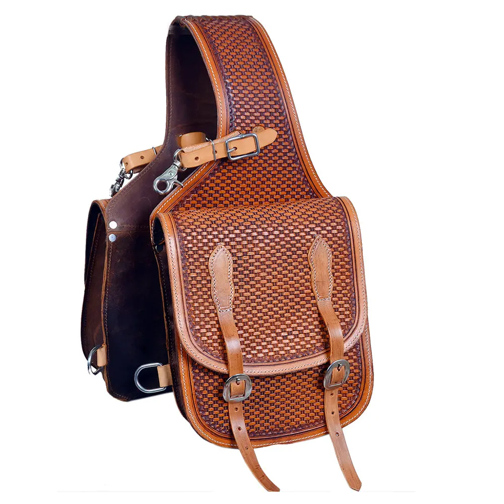 Hilason Soft Leather Horse Saddle Bag Brown | Equestrian Western Adjustable Closure 1