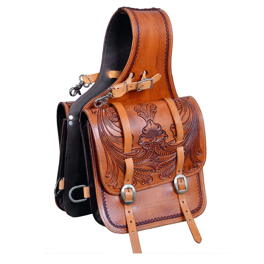 Hilason Soft Leather Horse Saddle Bag Brown | Equestrian Western Adjustable Closure 1