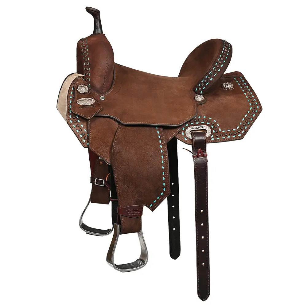 Hilason Western Horse Flex Tree Saddle American Leather Trail Barrel 1