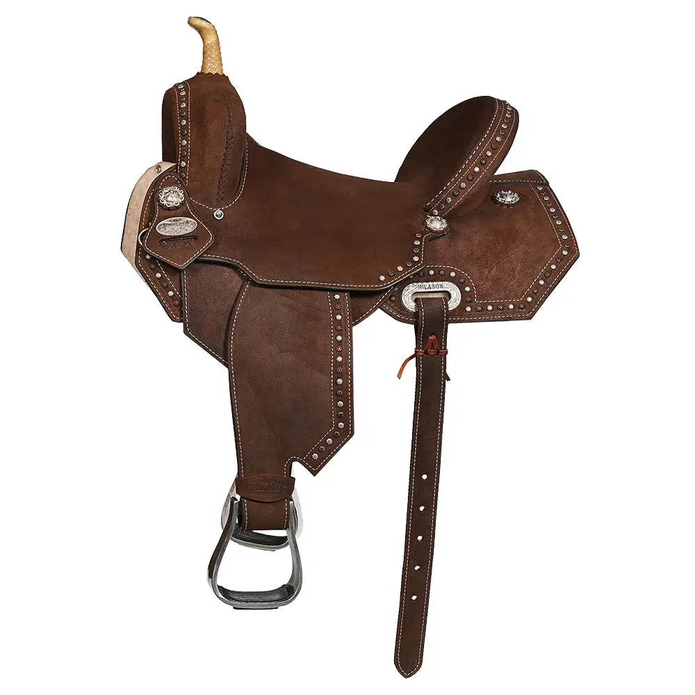 Hilason Western Horse Flex Tree Saddle American Leather Trail Barrel 1