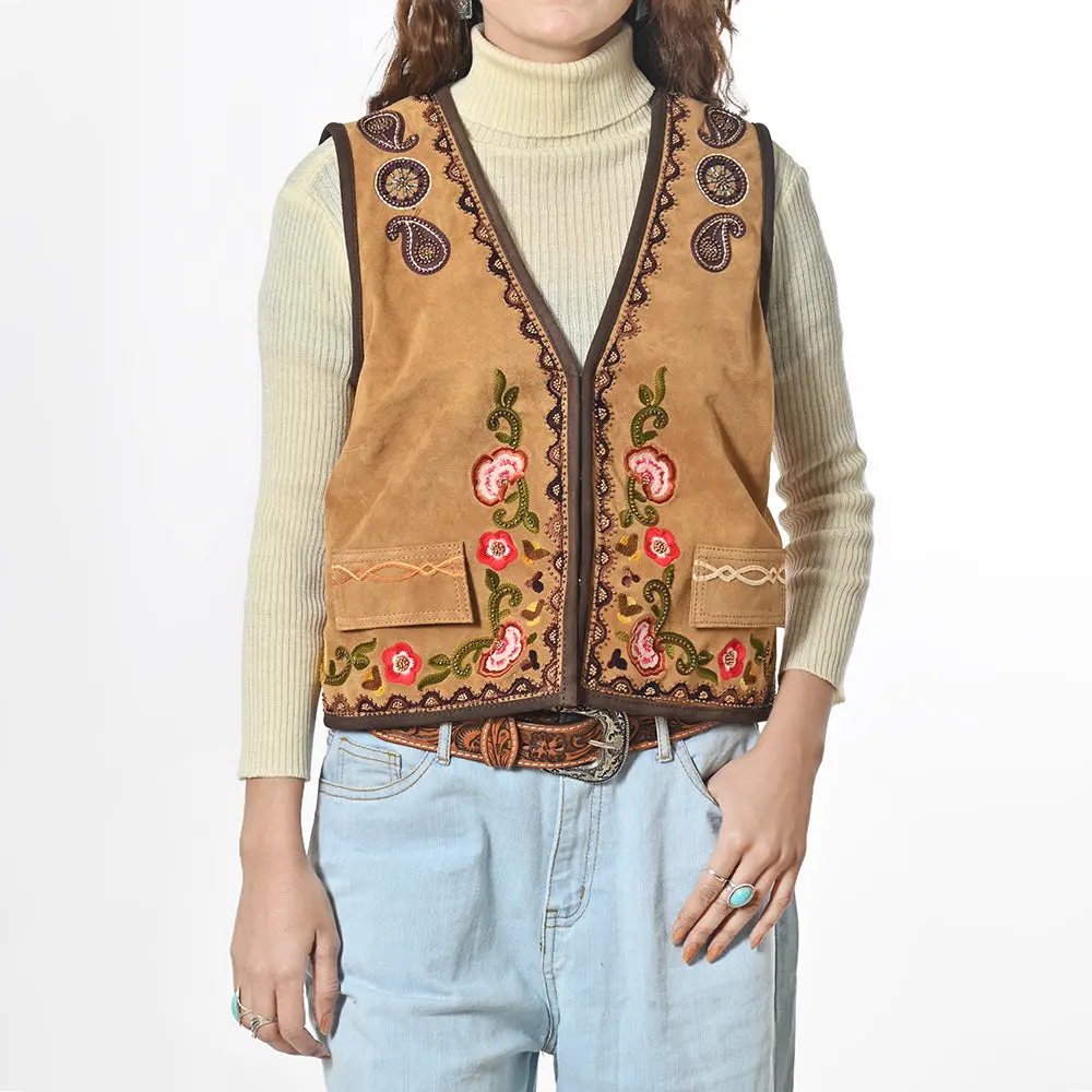 American Darling Western Apparel Embroidered Premium Suede Fabric Handcrafted Heritage Vest For Women 1
