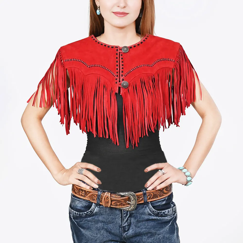 American Darling Red Genuine Suede Leather Ladies Dress Black 1