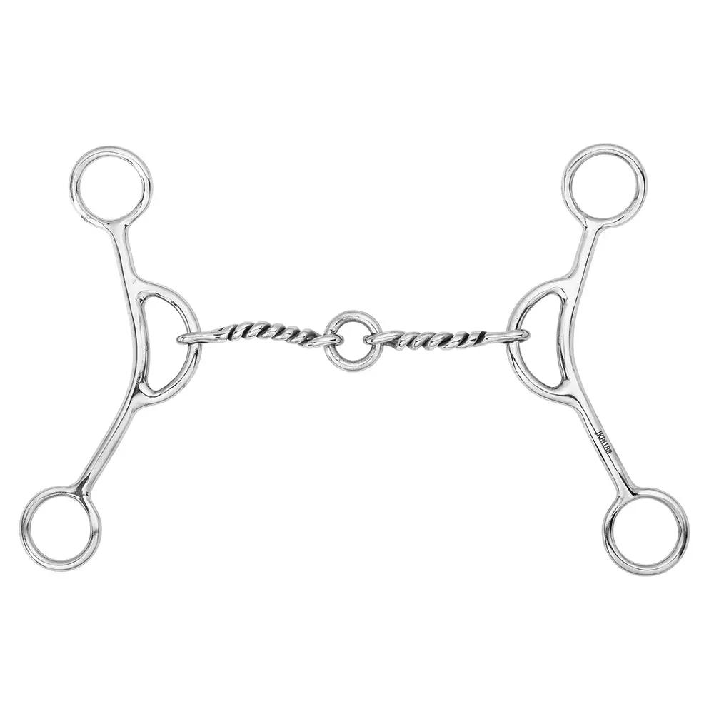 Bar H Equine Western Gag Bit With Twisted Wire Life Saver Link - Ideal For Barrel Racing 1