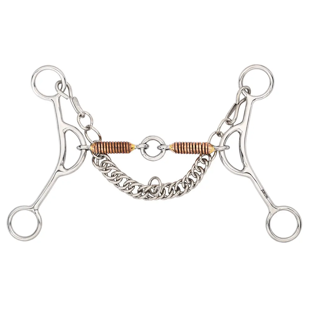 Bar H Equine Western Gag Bit With Copper Wire Wrapped Mouthpiece & Life Saver Link 1