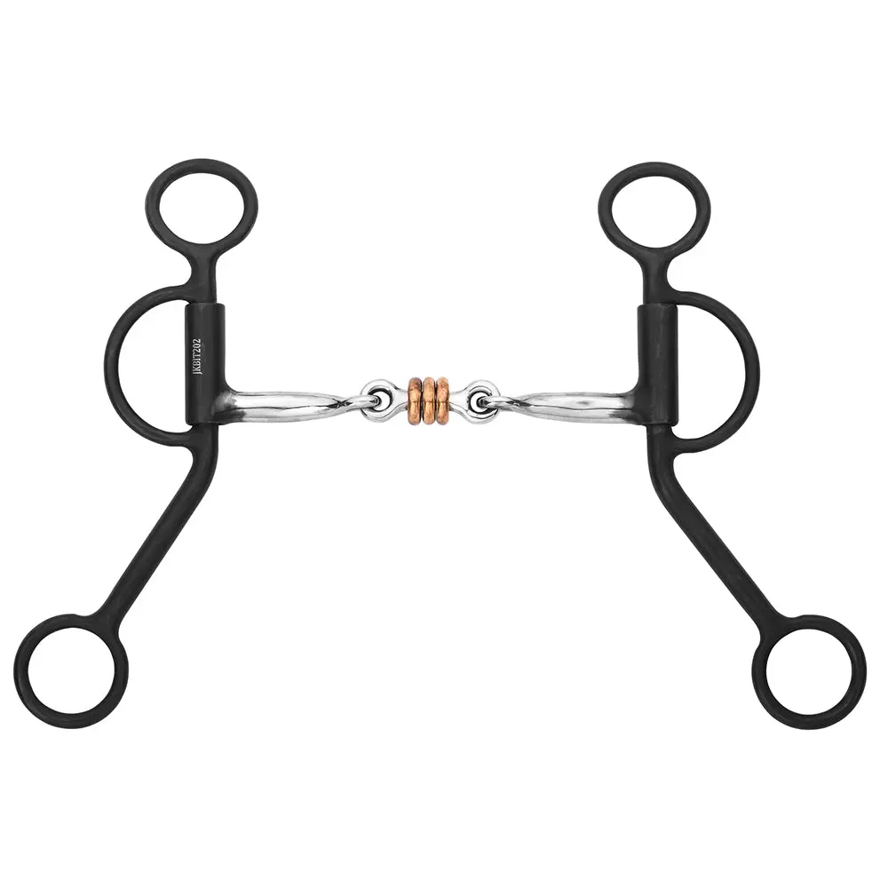 Bar H Equine Western Antique Argentine Shank Bit With Three-Piece Copper Rings Mouth 1
