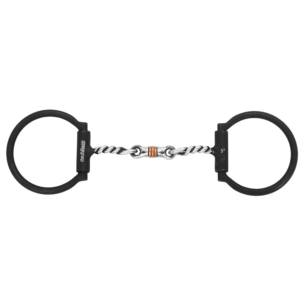 Bar H Equine Western Antique Fixed Snaffle Bit Twisted Wire Mouthpiece W/ Copper Rings 1